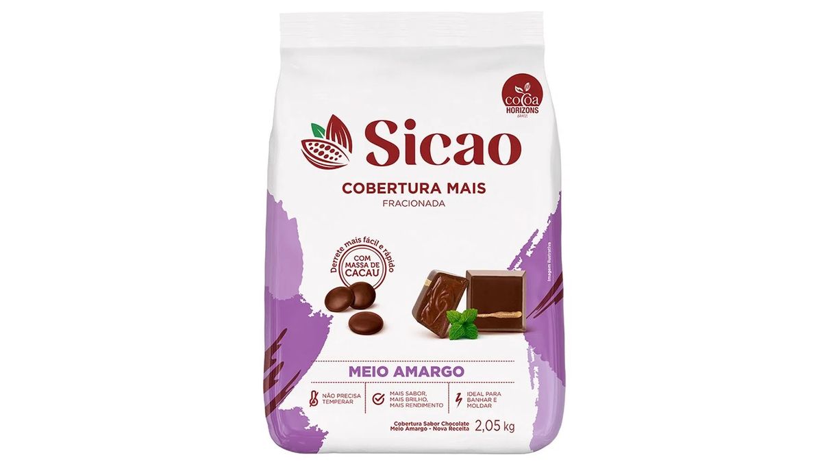 Chocolate meio amargo Sicao Cobertura Mais